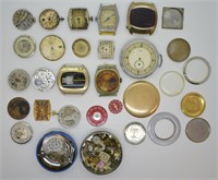 Large Lot of Antique Watch Movements, Parts