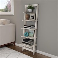Lavish Home 5-Tier Ladder Bookshelf  White