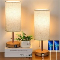 Set of 2 Table Lamps  USB  3-Color Dimmable