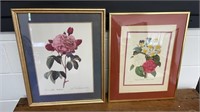 (2) framed floral prints (PJ Redouté)