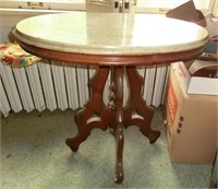 wal. oval marble top table c.1865