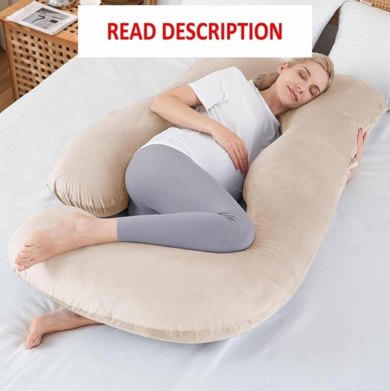 57' Beige Velvet Pregnancy Pillow 60'*27.5'