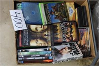 LARGE BOX OF A FEW X BOX AND DVDS