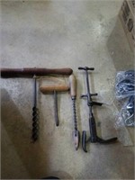Group of 4 old tools with wood handles