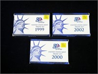 3- U.S. Proof sets: 1999, 2000, 2002