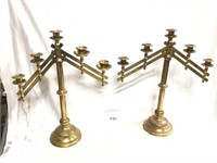 Pair of Adjustable Brass Candle Holders