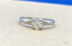 Vintage Platinum Diamond Solitaire Ring