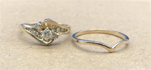 Vntg 14K Gold Littman Jewelers Diamond Wedding