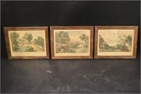 Three Framed Currier & Ives Prints
