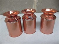 3 Copper Kettles with Lids
