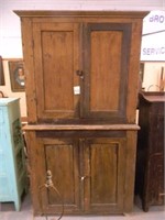 Early Painted 2-Piece Stepback Kitchen Cupboard