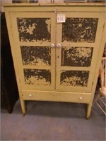 Yellow Painted (12) Punch Tin Pie Safe (42x18x59)