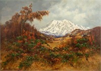 James Faed Jr. Mountain Landscape Oil on Board