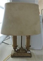 Antique Double Candle Base Brass Desk Lamp