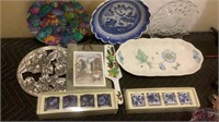 Assorted decorative plates and napkin rings