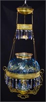 Blue 14" hanging lamp with matching font