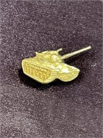 10k Gold Fill military tank lapel pin