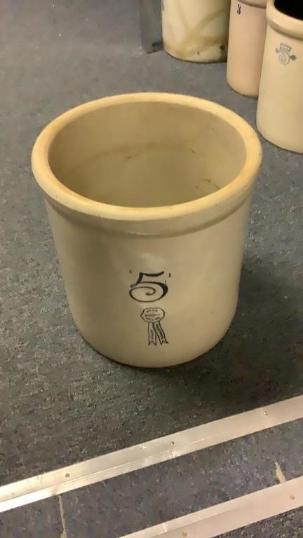 Blue Ribbon Brand no. 5 Crock Buckeye Pottery Co.