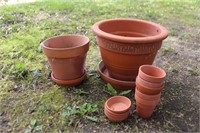 Terra Cotta planters, 12 X 9"h with undertray,