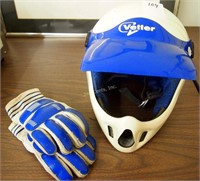 Vintage Vetter Moto X Helmet & Gloves