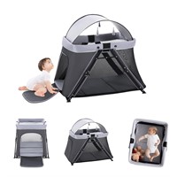 Portable Baby Playard  Playpen  Foldable  Black