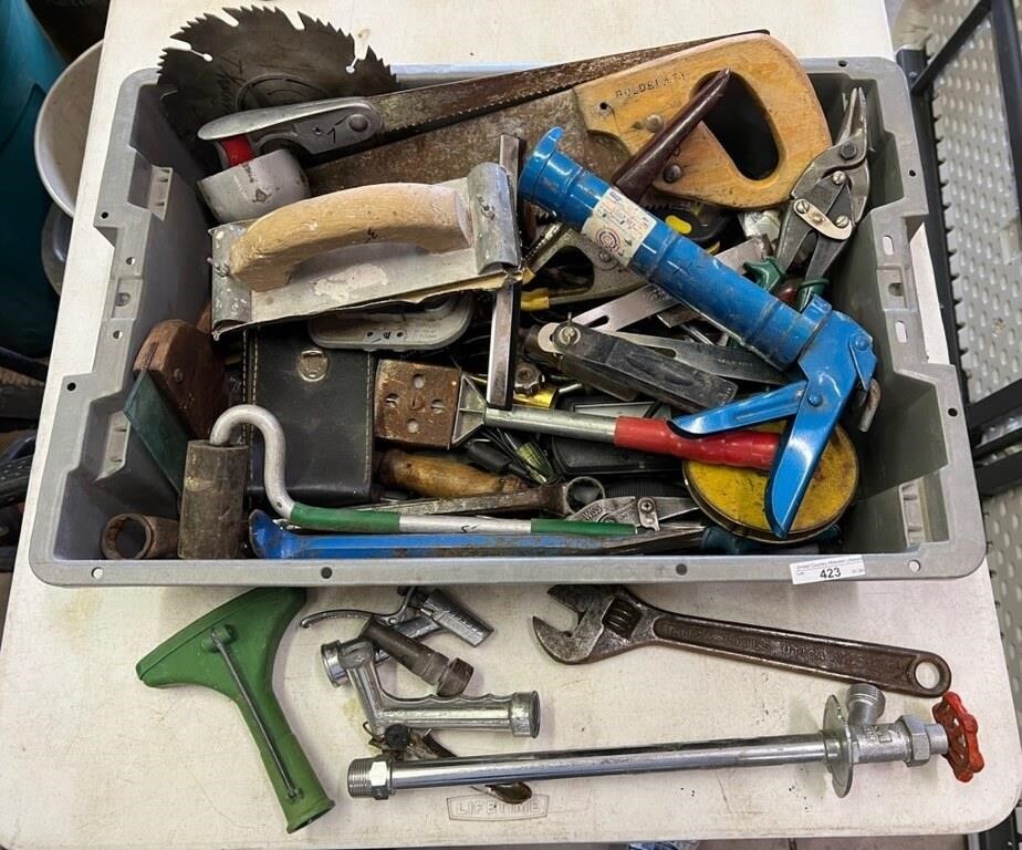 Large tote of misc tools