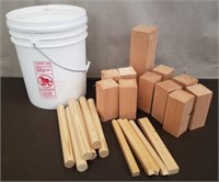 5 Gallon Bucket of Wood Chunks, Stakes & Dowels