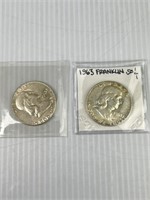 (2) 1963 Franklin Silver Half Dollars