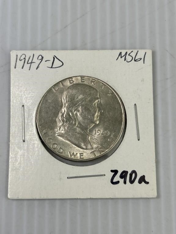 1949 D Franklin Silver Half Dollar - Nice