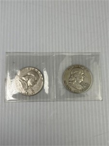 (2) Franklin Silver Half Dollars 1958 D & 1958
