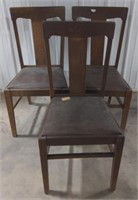 (AI) Vintage Wooden Upholstered Chairs. 3'