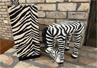 Zebra Print Table Top Lamp and Plant Stand
