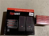 GIGA WARE 2.0 SPEAKERS AND NEW SONY CASSETTES