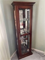 Mahogany Finished Beveled Glass Curio Cabinet