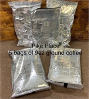 5 Pouches Starbucks 9 oz Pike Place Ground Coffee