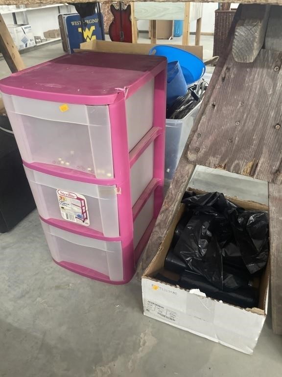 Trash bags and plastic organizer