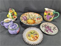 (7) Ceramic Fruit-Themed Tableware Set