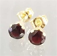 14K gold & garnet stud earrings - 4mm stones
