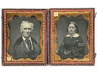 Cased Double Daguerreotype Portraits Man & Woman