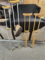 2 Pairs of Crutches - 1 Vintage, both adjustable