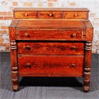 A Rustic American Empire Pine Drop Front Desk,