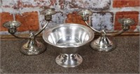 3Pc Sterling Silver Hollowware, Rogers footed