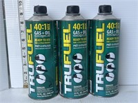 3 cans of trufuel gas+oil