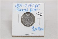 1851-O VF/XF Seated Liberty Dime