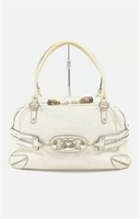 Authentic Gucci Hand Bag Whites Leather 1900689