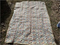 Quilt From Wedding Ring Print Fabric Handstitched