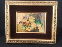 Signed oil on panel floral still life