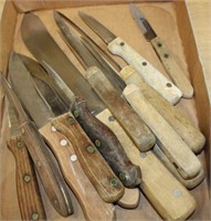 WOOD HANDLED KNIVES-VARIOUS BRANDS