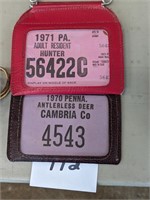 1970 and 1971 Pennsylvania Hunting Licenses