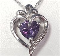 $80 Silver Amethyst 19" Necklace